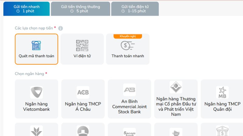 3 hình thức nạp tiền được nhà cái hỗ trợ