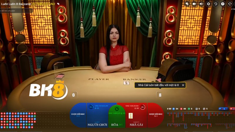 Luật chơi chi tiết game bài baccarat tại BK8